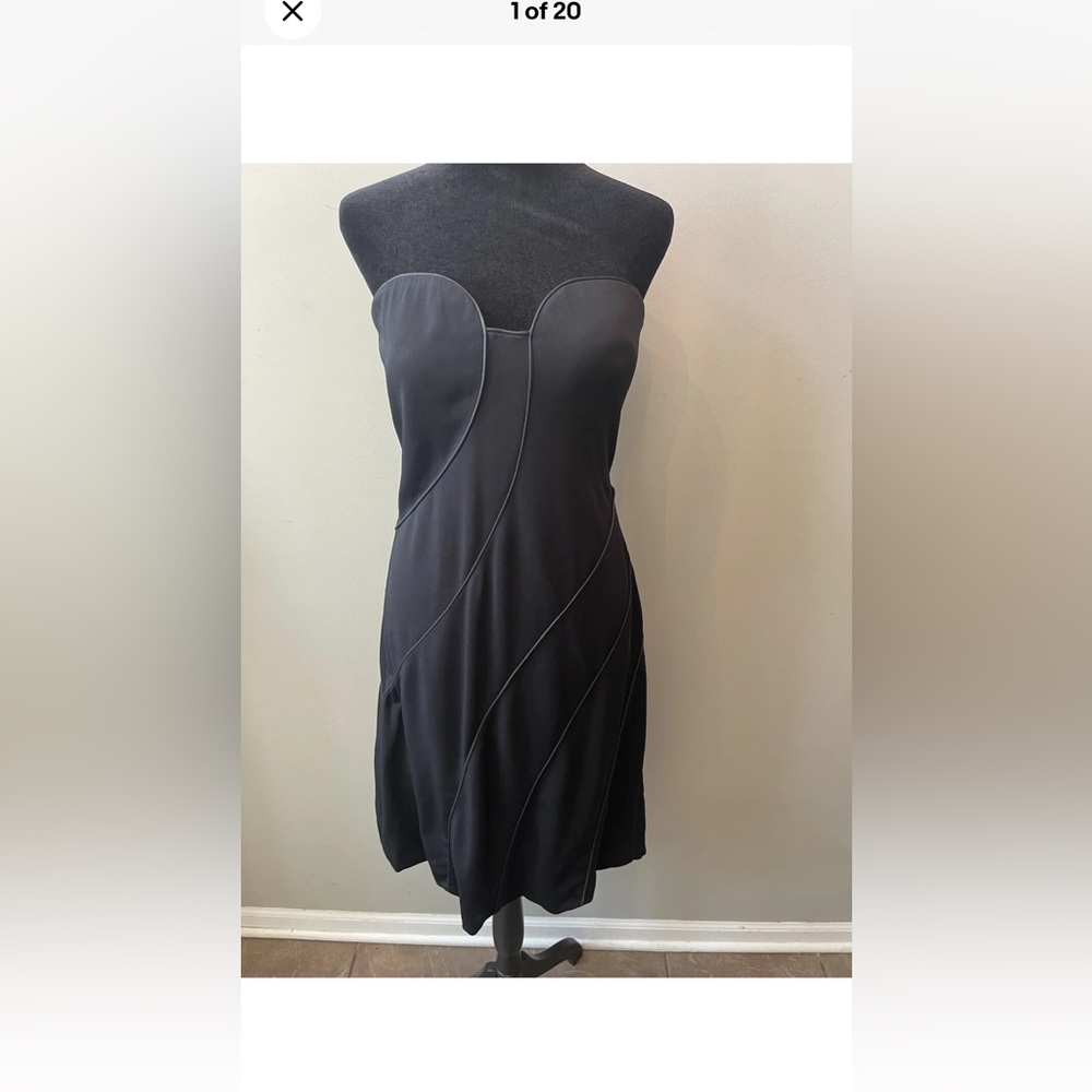 NWT $3975 Giorgio Armani Black Strapless Plunge Midi Dress Dress 42